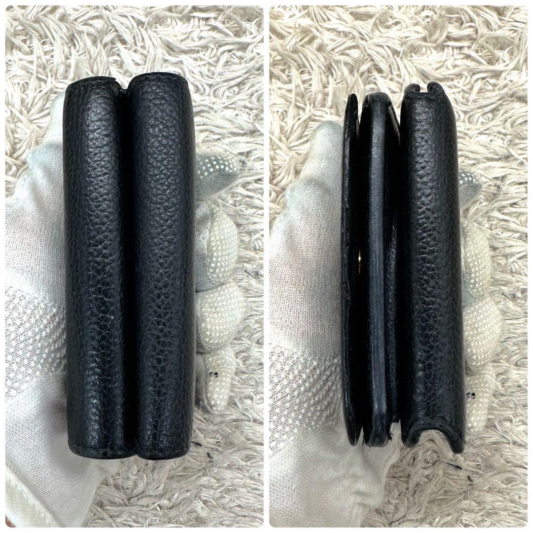 【美品】バレンシアガ 三つ折財布 ブラック エブリデイ カーフスキン