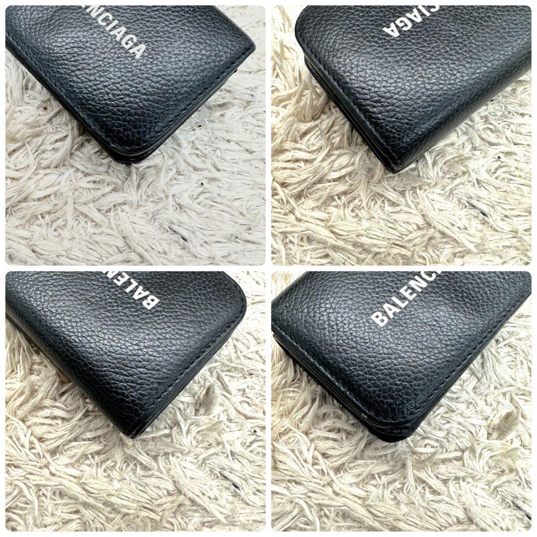 【美品】バレンシアガ 三つ折財布 ブラック エブリデイ カーフスキン
