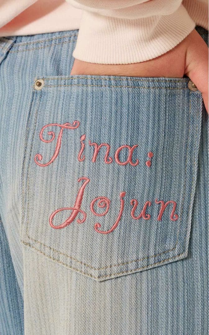 パッチワーク ストライプ デニムパンツ TINA：JOJUN新品未使用