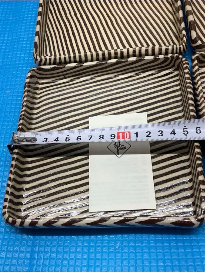B0403)曾田雄亮　忍野窯　練り込み角皿　和食器　和皿　3箱x2枚
