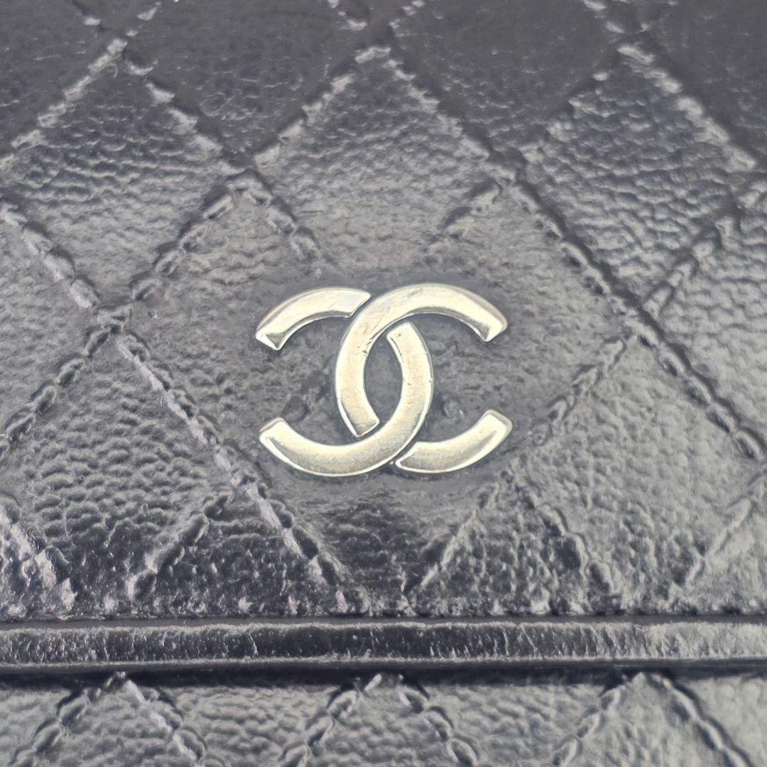 CHANEL シャネル ビコローレ 三つ折り財布 ブラック