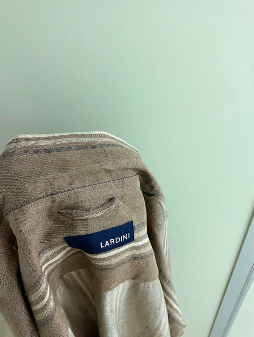 【LARDINI】 BROWN×BEIGE ストライプ リネン ジャケット