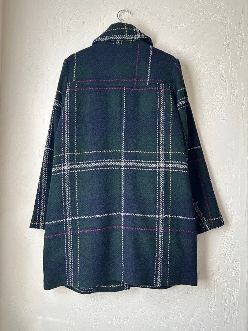 CROCODILE クロコダイル ロングコート チェック ネイビー