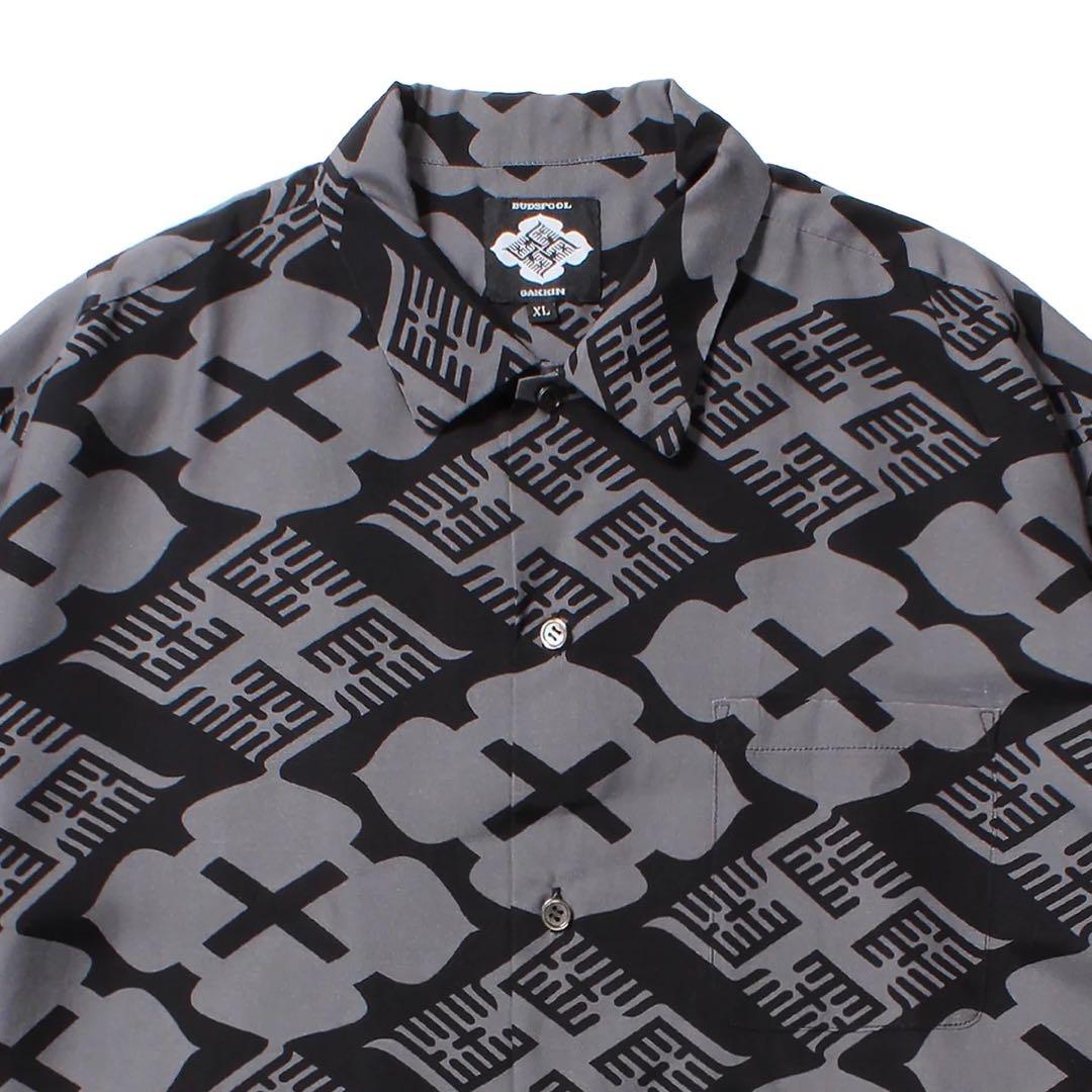 GAKKIN x BUDSPOOL 花罰家紋 L/S HAWAIlAN SHIR