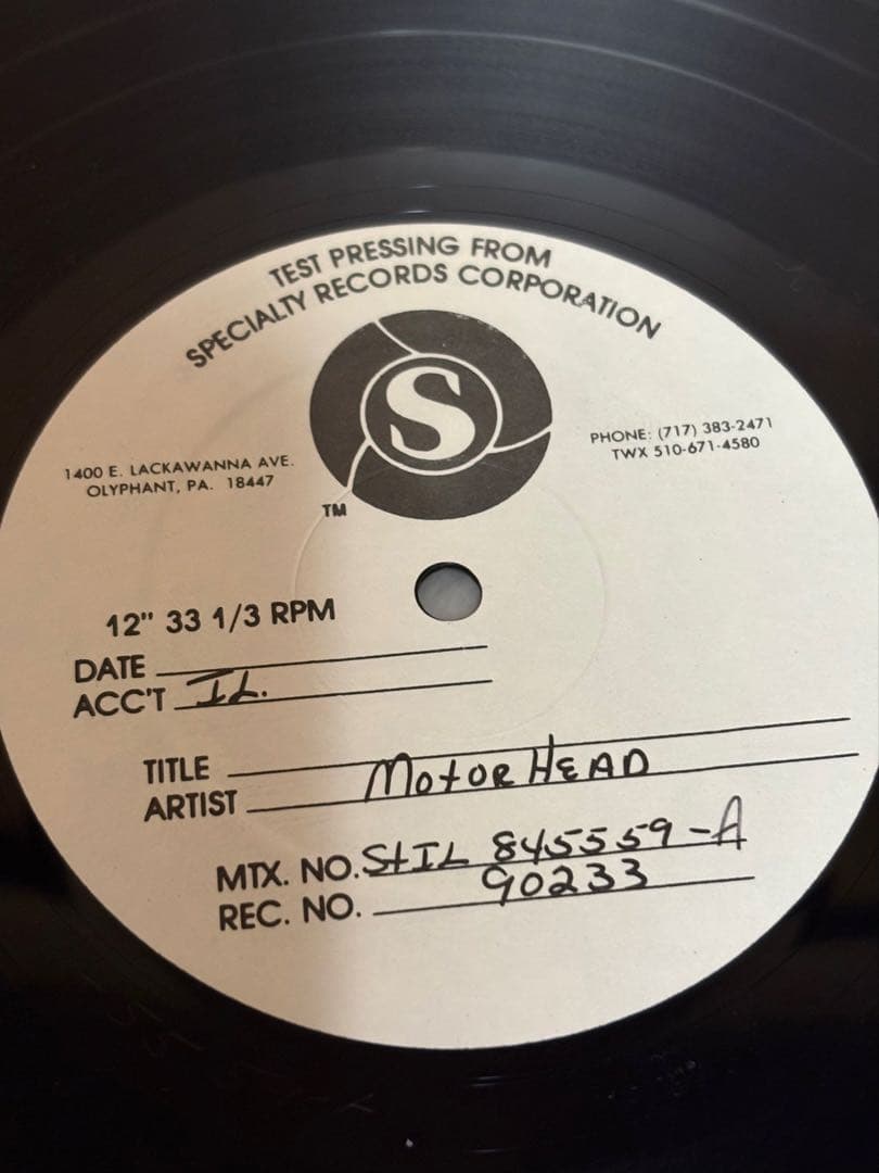 ヴィンテージ　LP TEST PRESS MOTÖRHEAD *NO REMO*