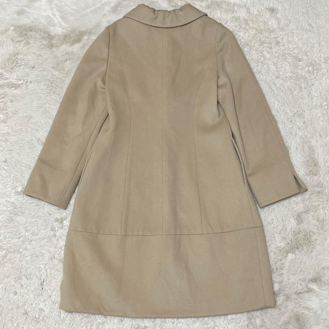 美品　エムズグレイシー　ロングコート　ノーカラーコート　花　装飾　総柄　ベージュ
