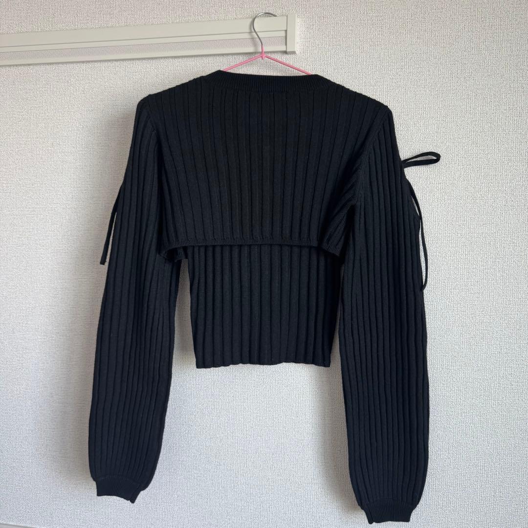 Darich ショルダーオープンアンサンブルニットトップス BLK ブラック