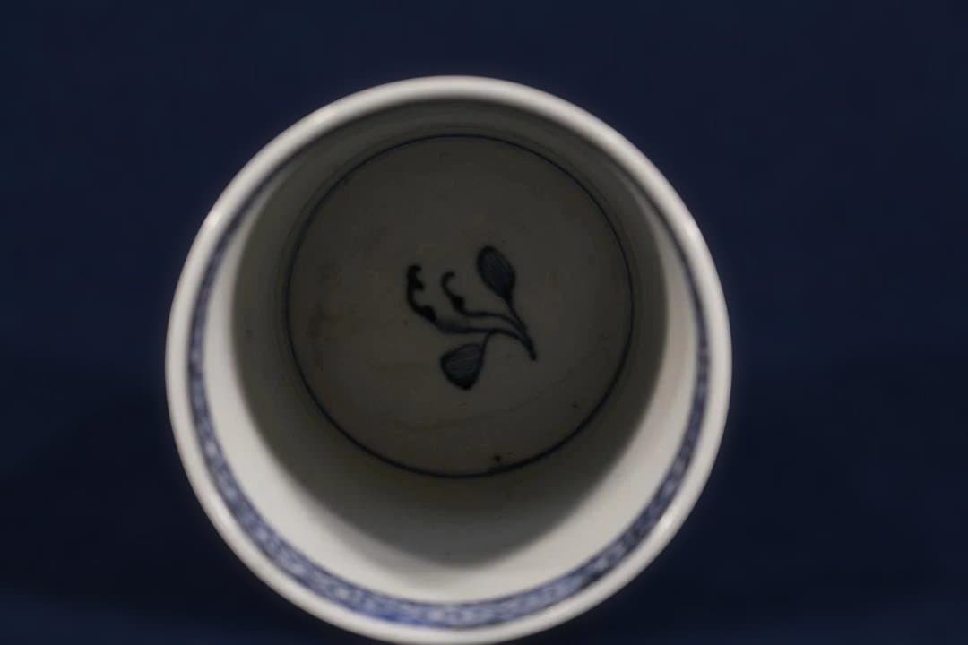 641 古伊万里染付虻草花図蕎麦猪口　無傷美品　幕末