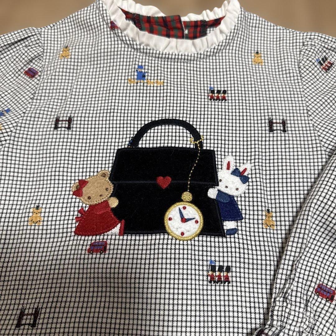familiar チェック柄刺繍ワンピース 90