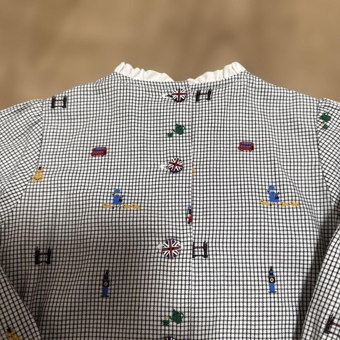 familiar チェック柄刺繍ワンピース 90