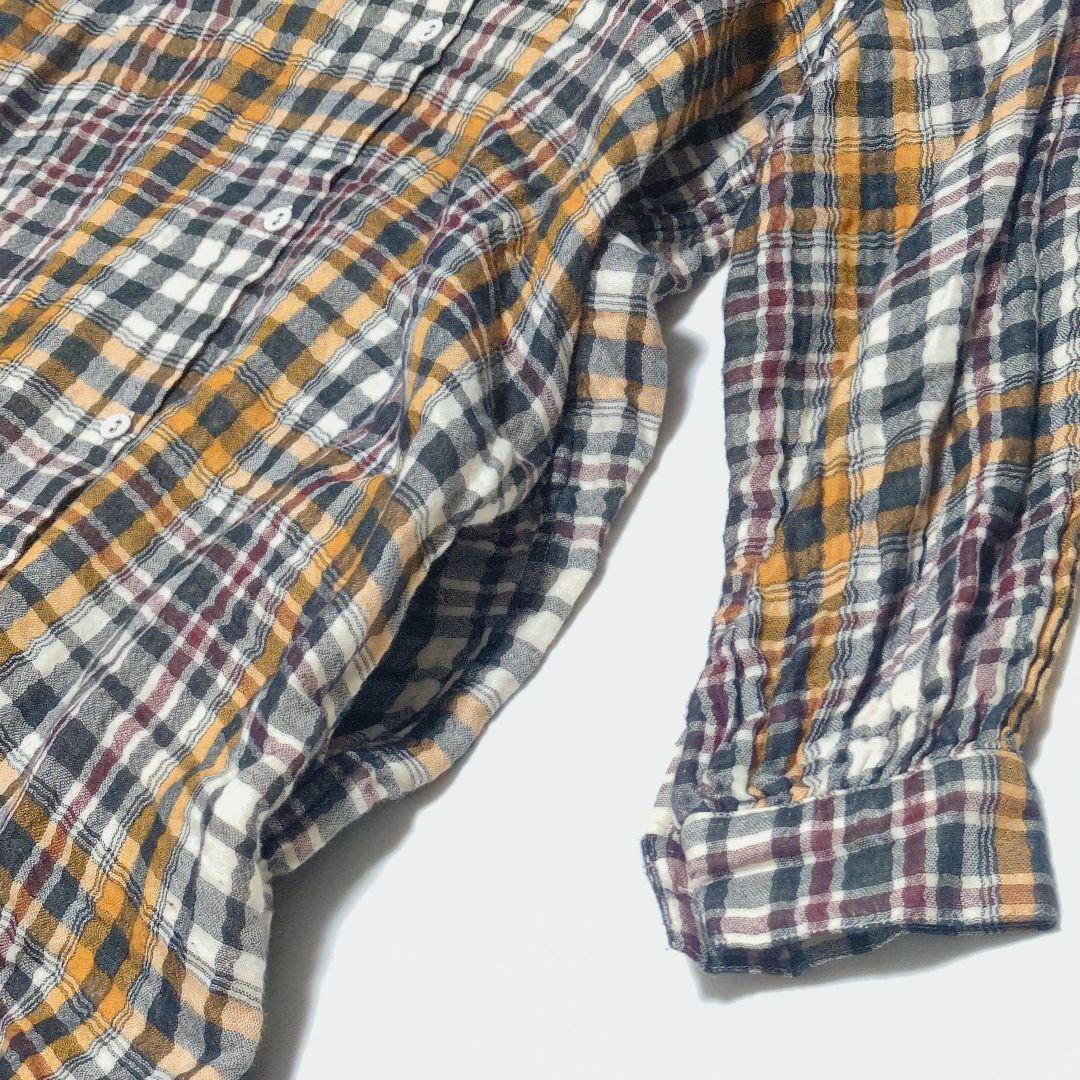 UCHINO　ガーゼ　シャツ　ワンピース　チュニック　チェック　長袖　M