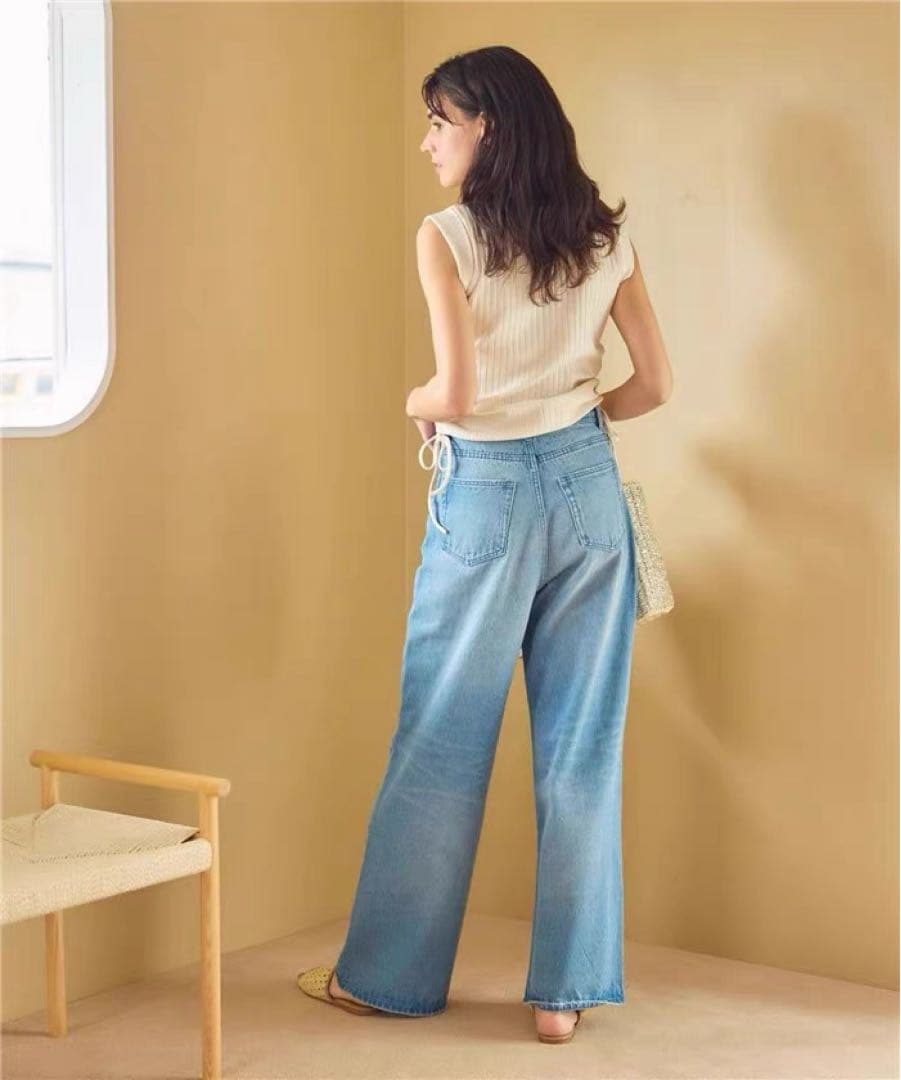 新品 タグ無し サイド 紐ギャザー タンク 2セット 水着 クリーム M