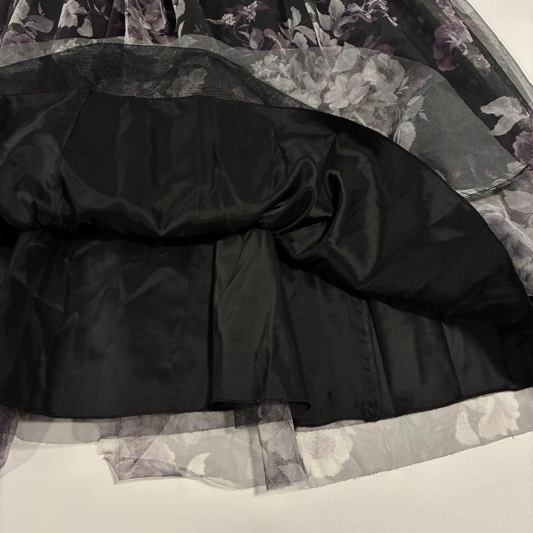【17号】Maglie par ef-de フラワーチュールスカート 黒 日本製