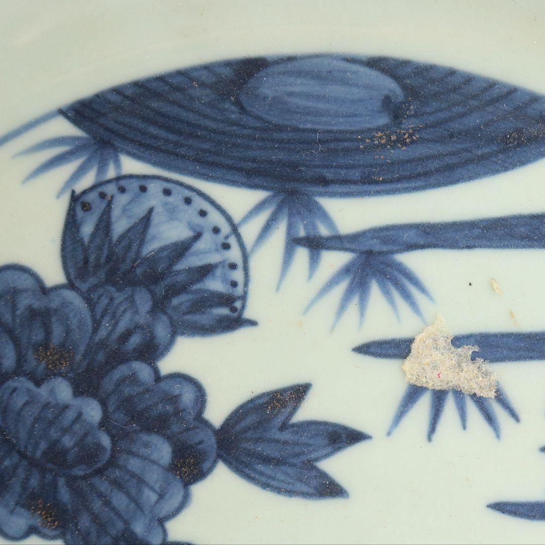 中国 染付花鳥絵大皿 飾皿 直径約32cm　ON373