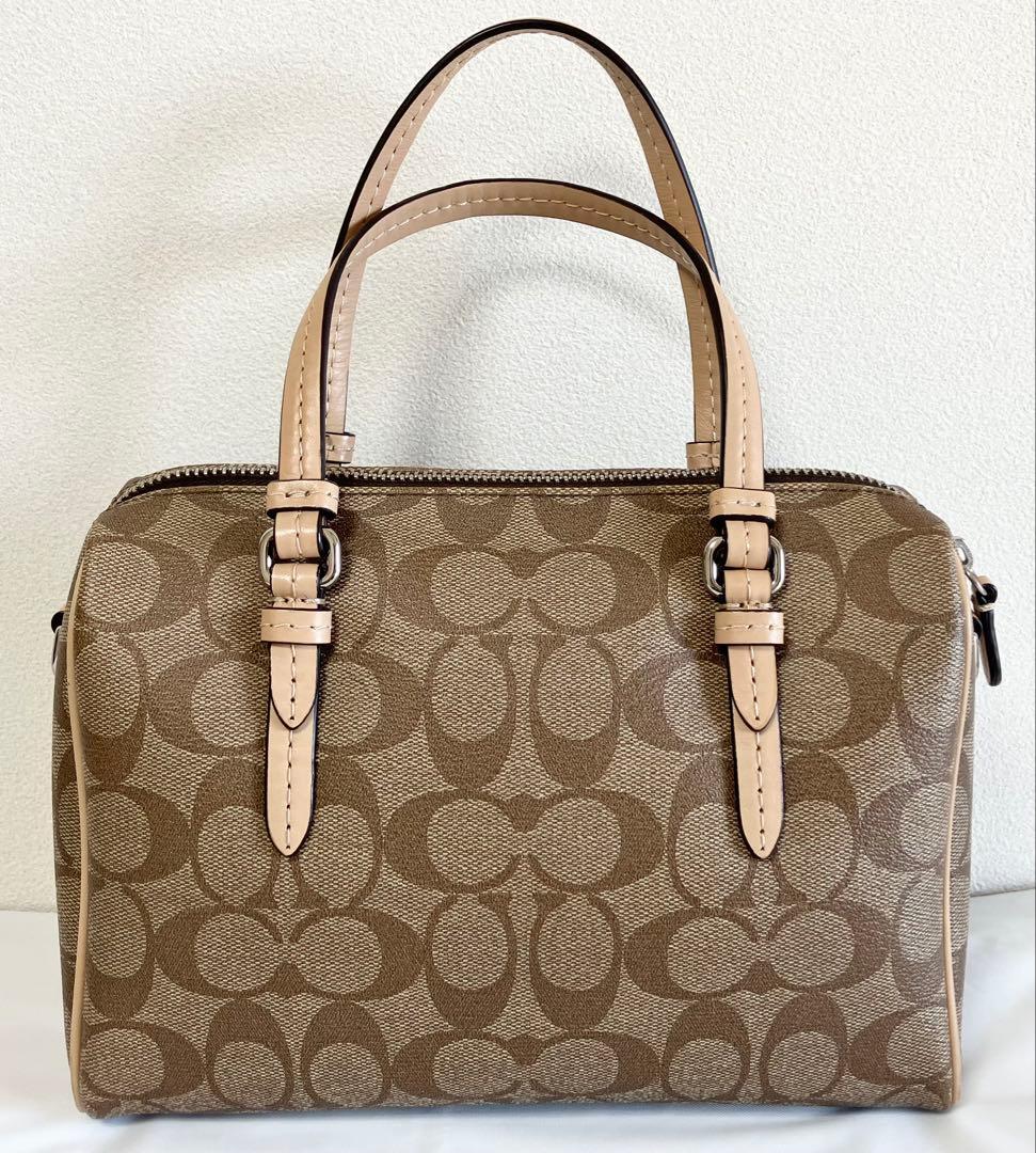 COACH コーチ PVC 2wayミニボストン 斜め掛けショルダーストラップ付