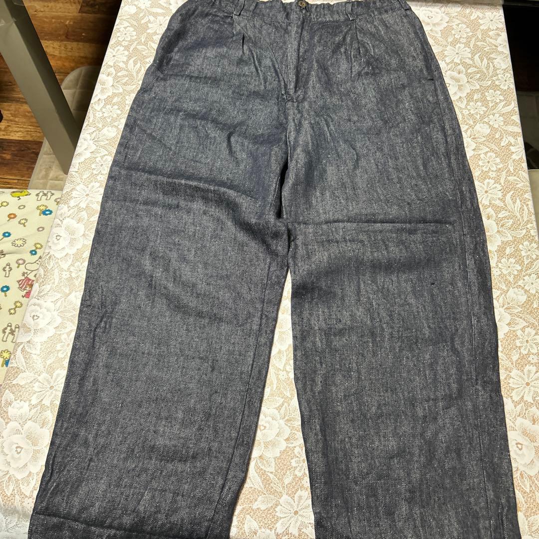 45Rリネンデニムサスペンダーワイドパンツ