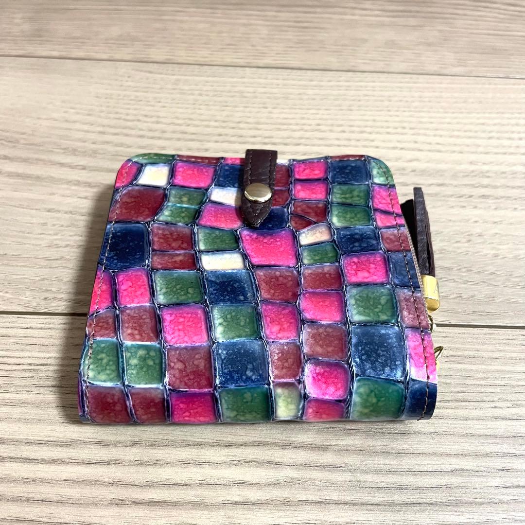 未使用級/アタオ　二つ折り財布　メリヴィトロ　ステンドグラス　マルチカラー