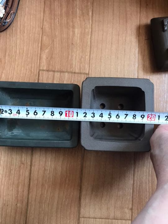 盆栽鉢　時代盆栽鉢ミニ盆栽鉢小品盆栽鉢秋想道人正方鉢他○籐製陶長方鉢2個山野草