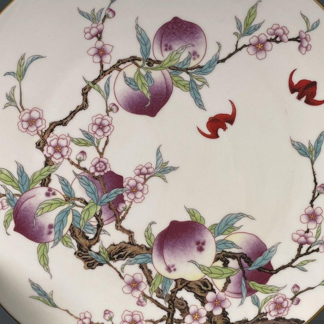 大清乾隆九桃寿桃賞盤 景徳鎮 陶磁器 装飾品 現代工芸品 美術品 置物