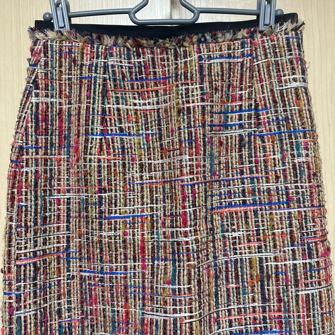 【美品　34】MACPHEE マルチツイードIラインスカート