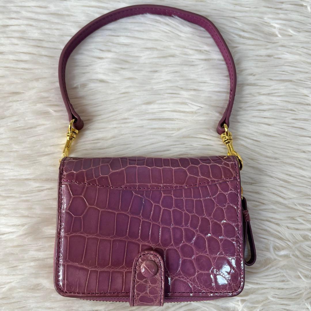 【美品】日テレ　ポシュレ　イタリアZUMA シャイニングクロコ コンパクト財布