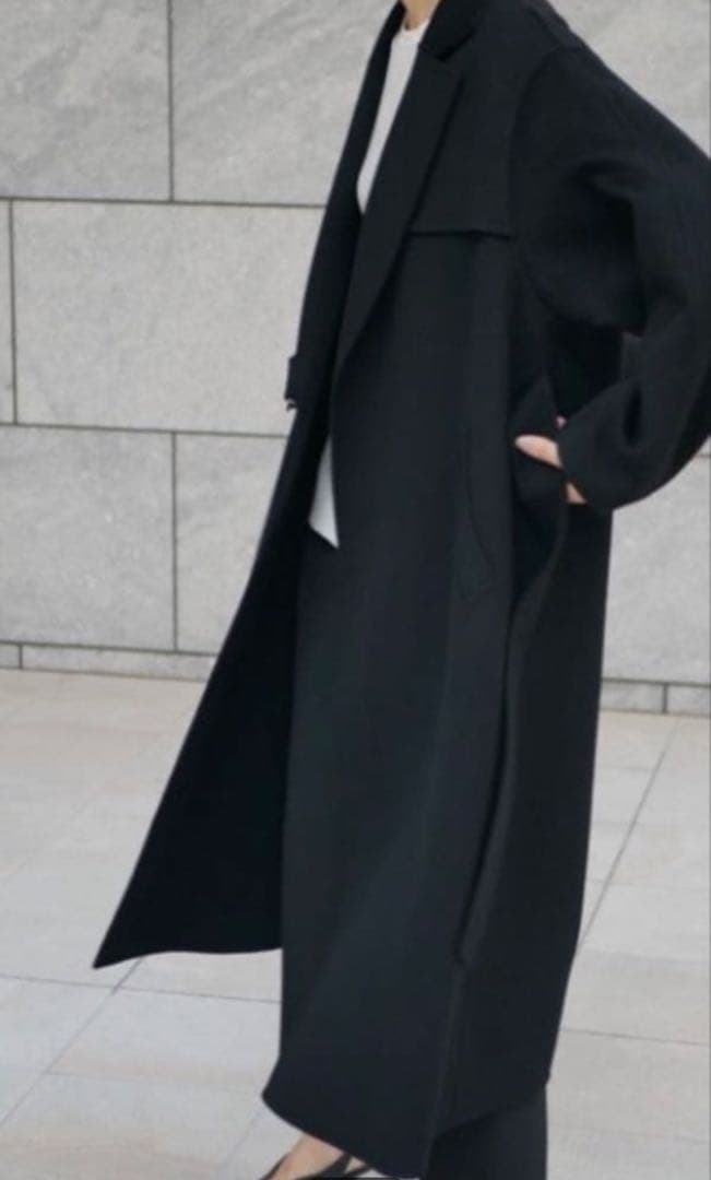 LOHEN ローヘン　ロングタイロッケンウールリバーコート　ブラック