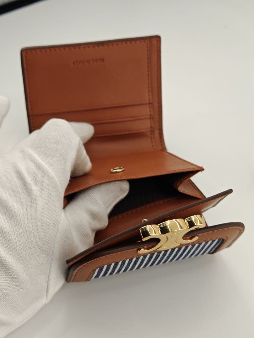 【美品】CELINE トリオンフ 三つ折り財布 ブラウン