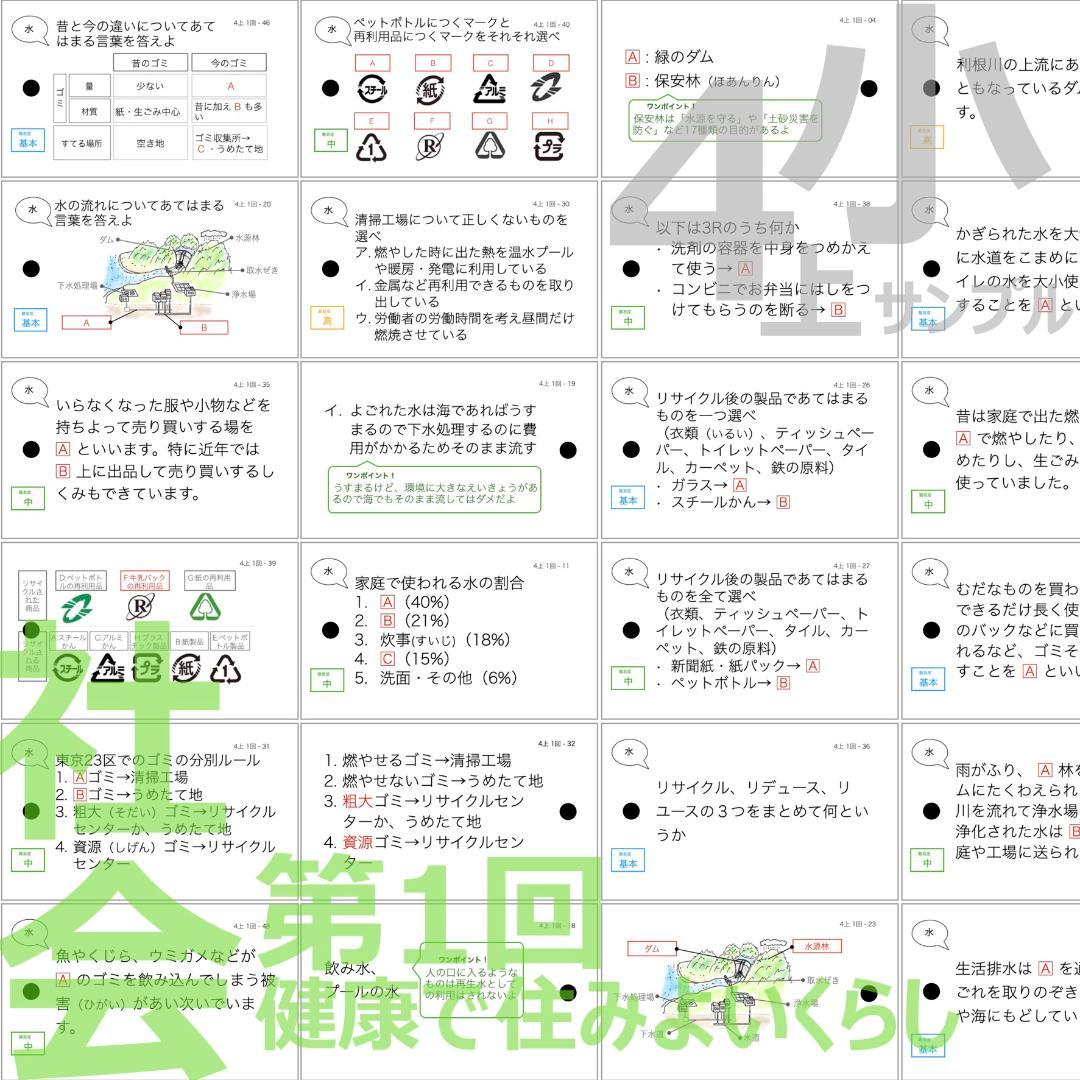 中学受験 暗記カード【4年上 社会・理科 1-4回】組分けテスト対策 予シリ
