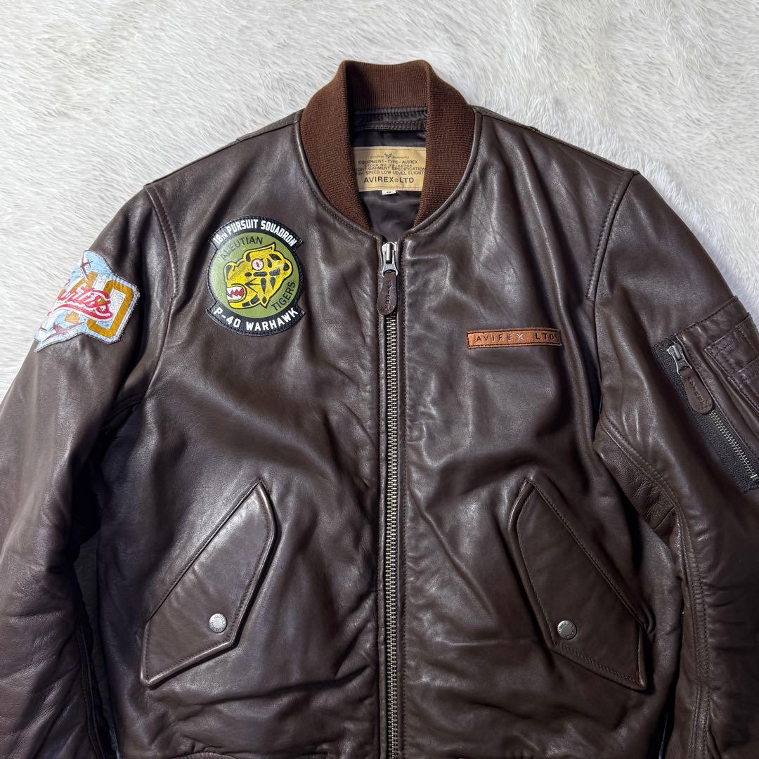 【極美品】AVIREX 羊革 MA-1 PANHANDLE ピンナップガール M