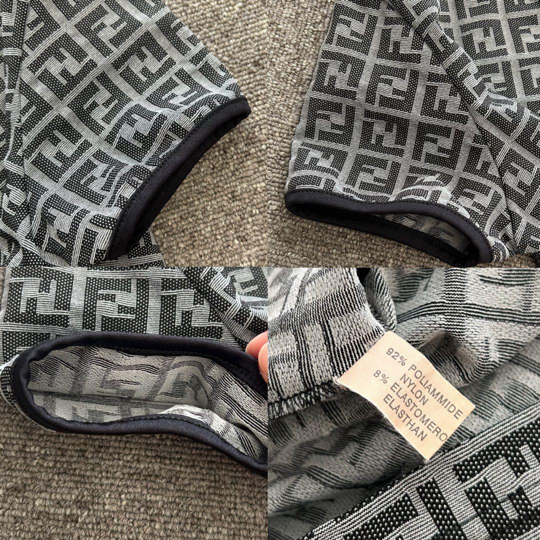 FENDI フェンディ　ズッカ　ブラック　Tシャツ　44　ロゴ　グレー　半袖