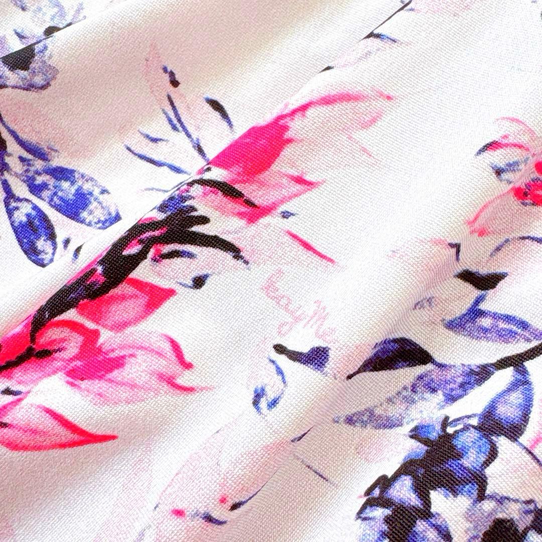 美品✨定価4.8万kay me ピンクラベンダー　カシュクールワンピース　花柄