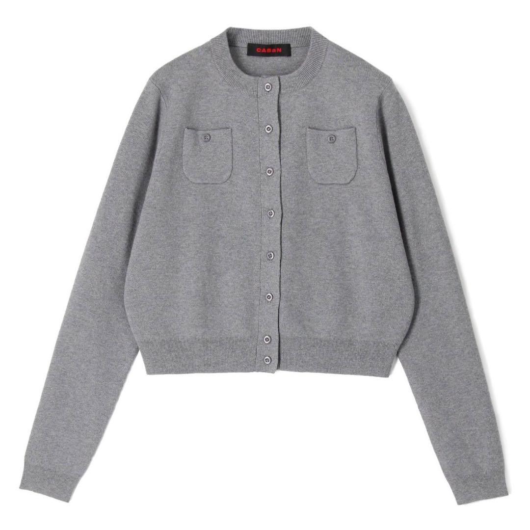 CABaN コットンカシミヤ クルーネックカーディガン XS グレー