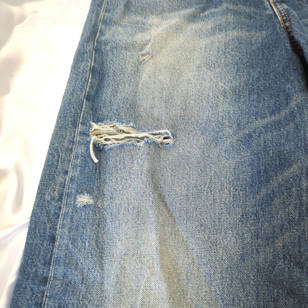 ザラ ZARA TRF折り返しウエストミッドライズデニムパンツ ダメージ XS