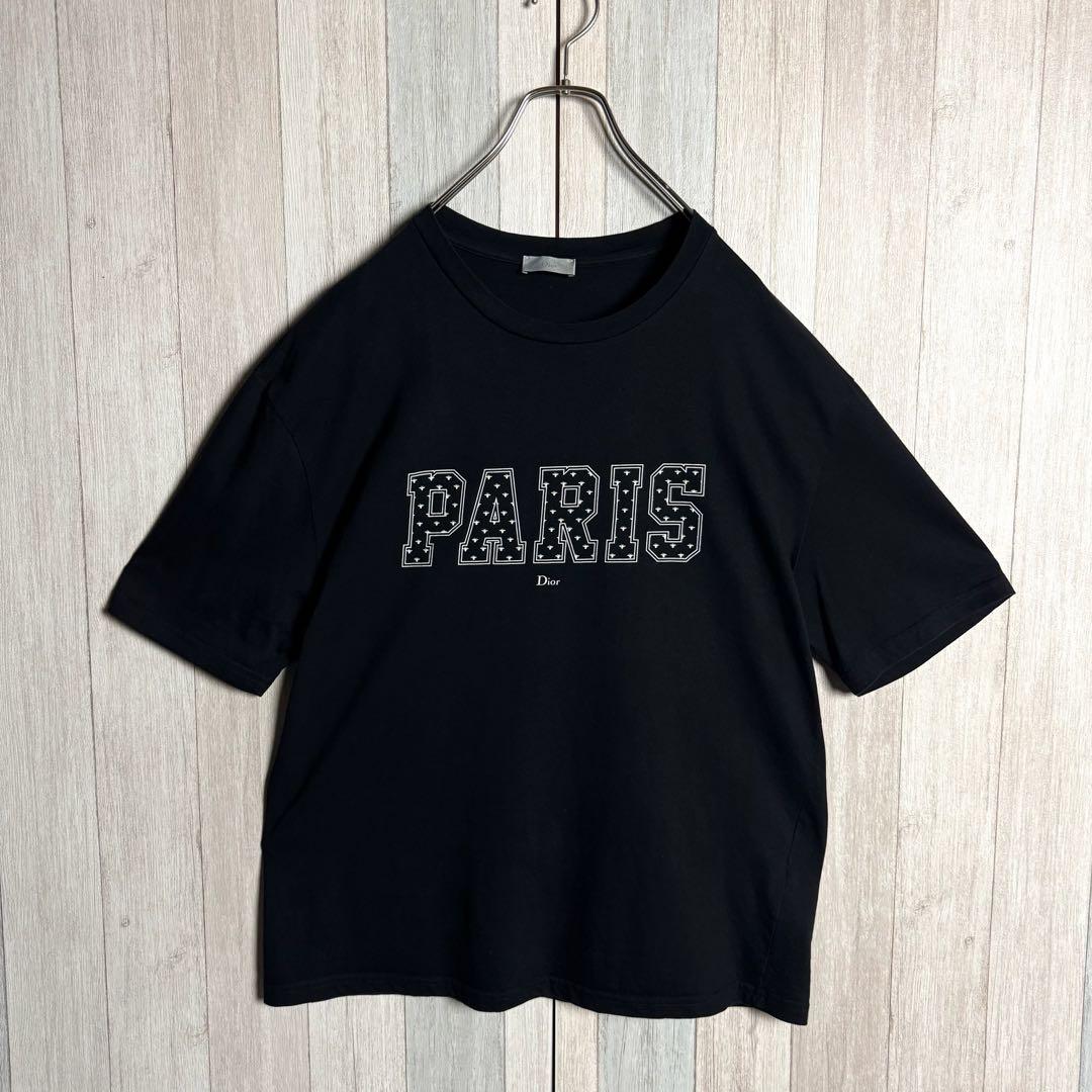 3733【希少・美品・XL】イタリア製 ディオール 刺繍センターロゴ Tシャツ
