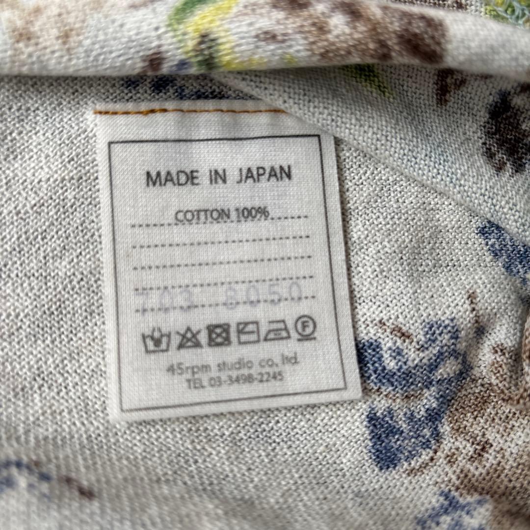 フラワープリント 半袖Tシャツ グレー系