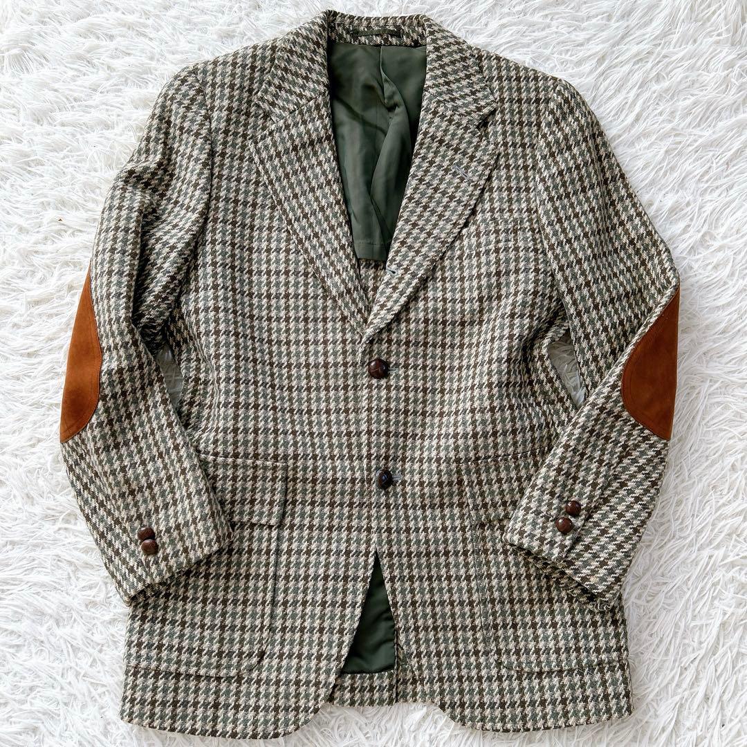 美品　ジェイプレス　テーラードジャケット　千鳥格子　エルボーパッチ