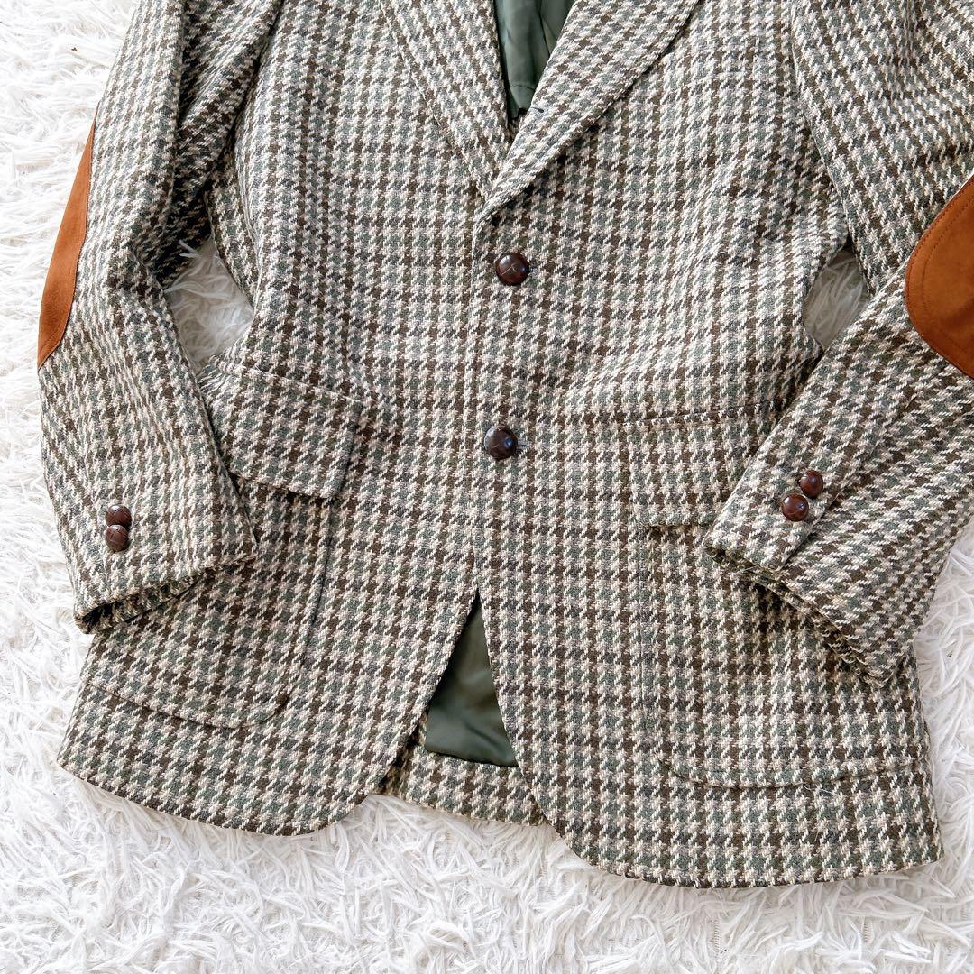 美品　ジェイプレス　テーラードジャケット　千鳥格子　エルボーパッチ