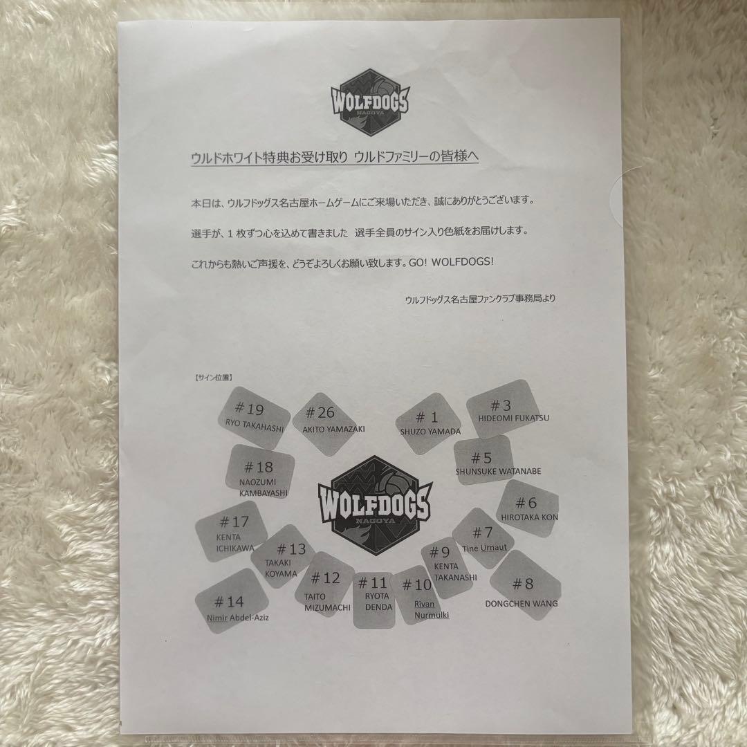 ウルフドッグス名古屋 サイン 色紙 市川健太 水町泰杜