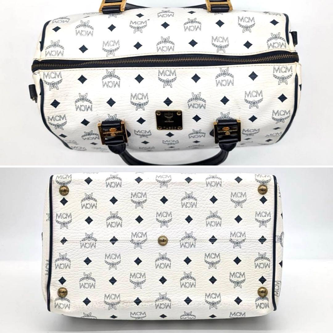 美品✨MCM エムシーエム ボストンバッグ ヴィセトス ホワイト ブラック 総柄