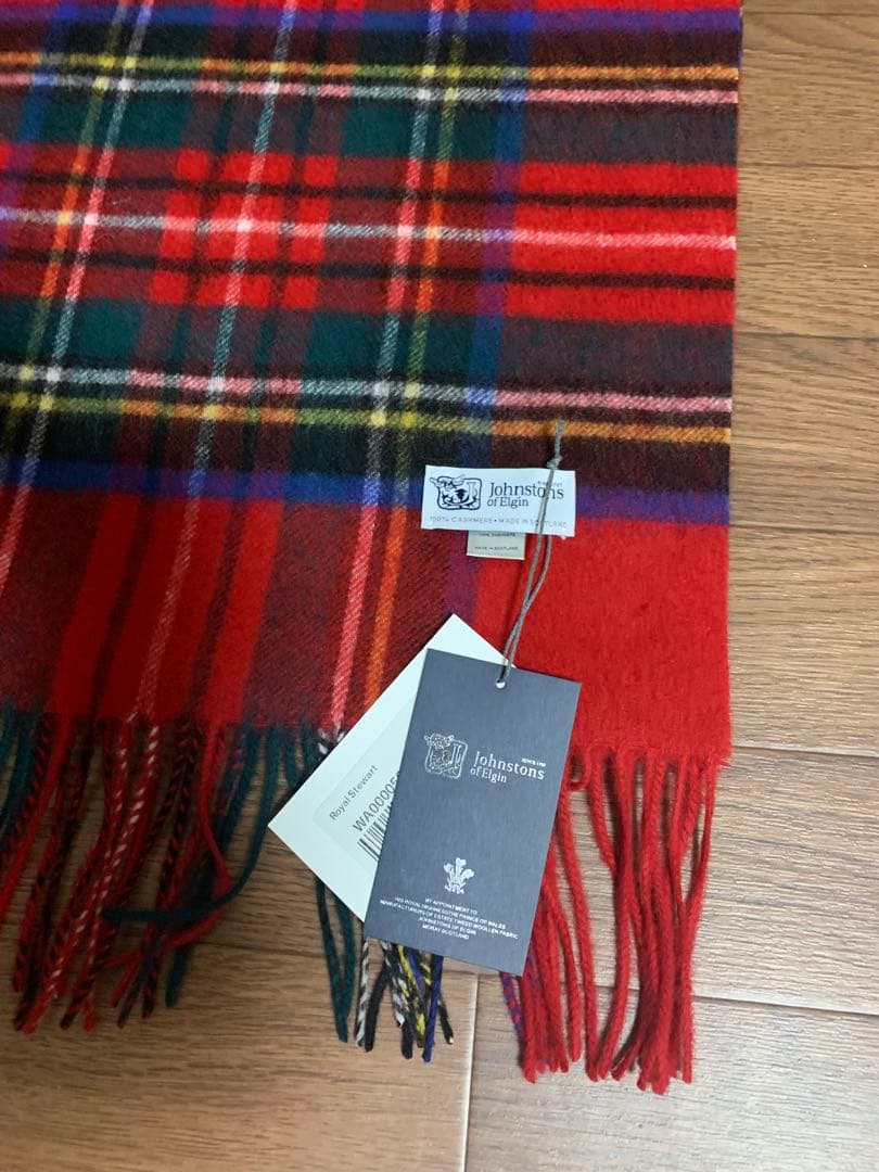 ま*も様 中判ジョンストンズ カシミア100%マフラー ロイヤルスチュワート