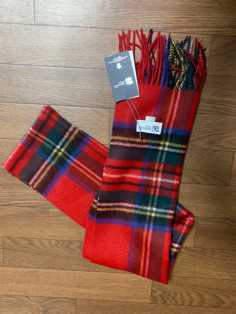 ま*も様 中判ジョンストンズ カシミア100%マフラー ロイヤルスチュワート