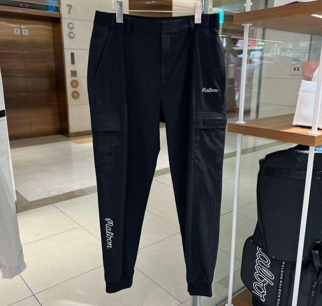 Malbon メンズ ロングパンツ カーゴタイプ ブラック 多サイズ展開 美品⛳