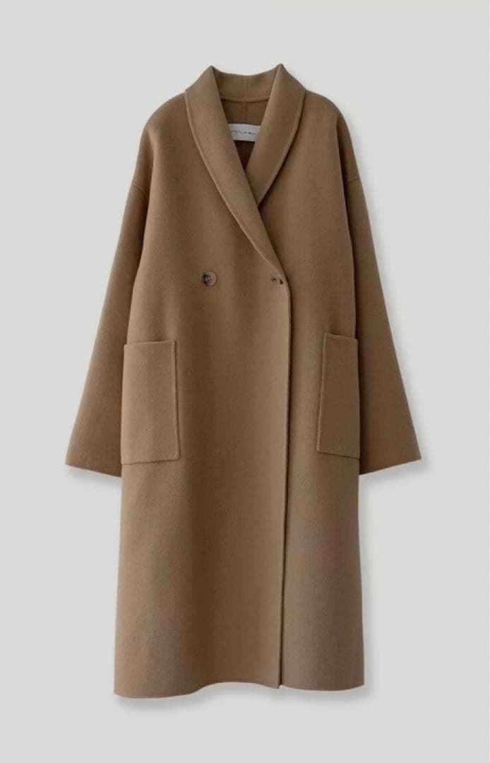 新品同様 na.e Shawl Collar Wool Coat_Greige