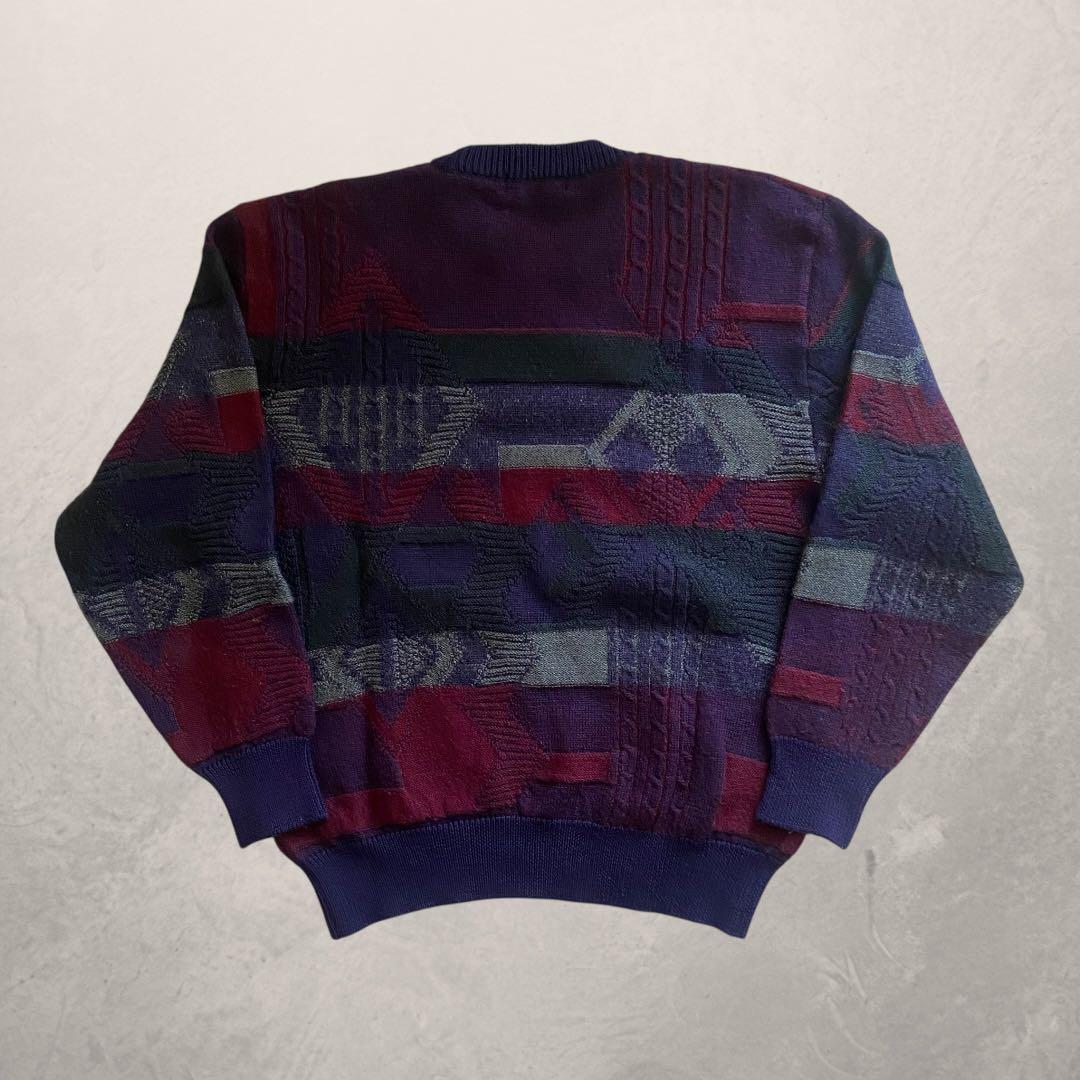 c-boy style 90sレトロ総柄ニット brooksストライプPT M
