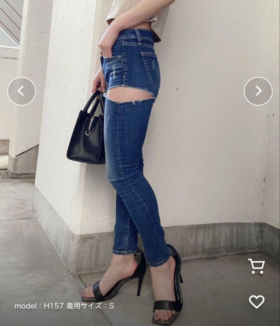 完売商品　GYDA サイドスリットデニムスキニー　ダメージ　希少　Lサイズ
