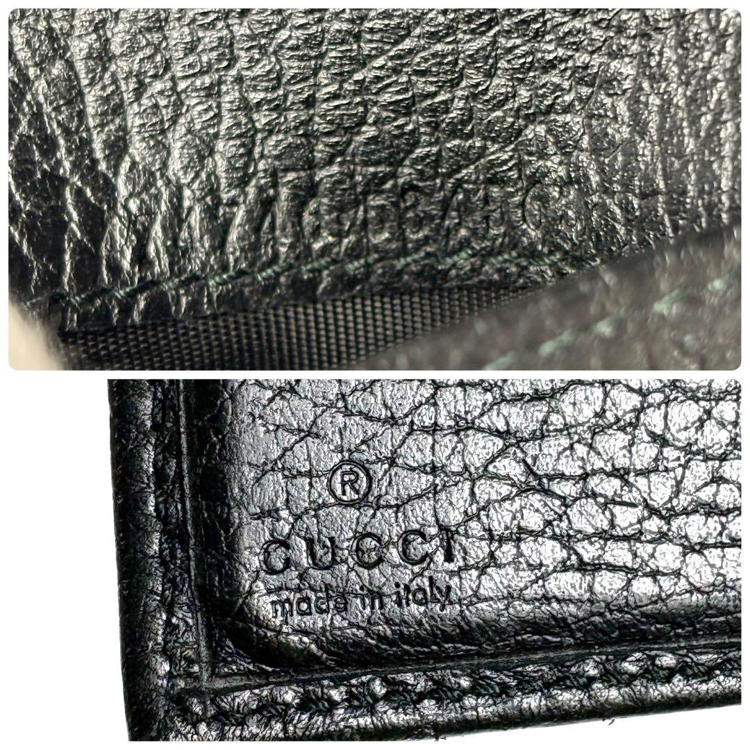 良品✨グッチ 3つ折り財布 マーモント シュリンクレザー ブラック ゴールド