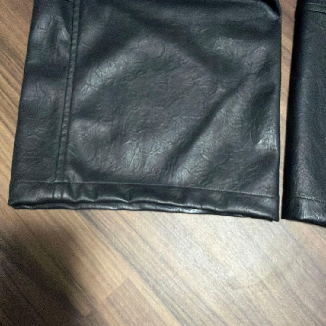 OPENING ACTユーズド加工エフェクトレザーカーゴパンツ