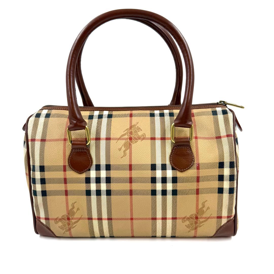【美品】BURBERRY ノバチェック　ミニボストン　PVCレザー
