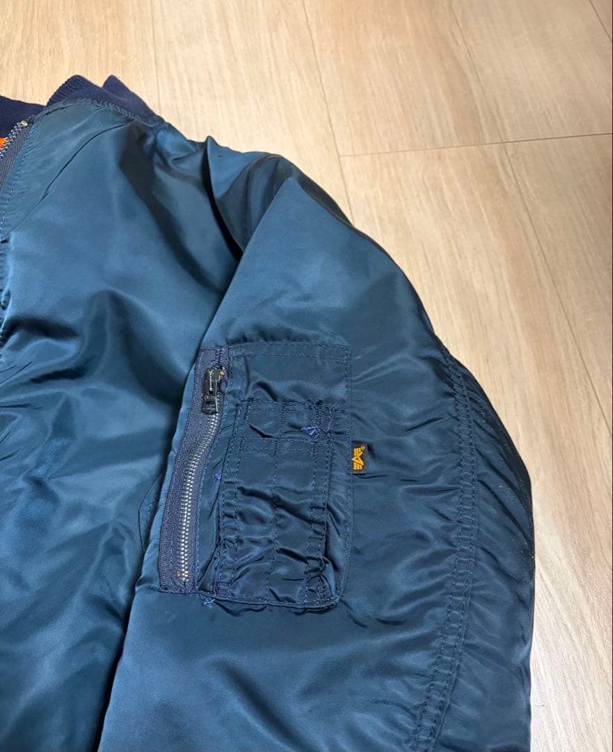 90s alpha MA-1 XL ネイビー　made in USA製　美品