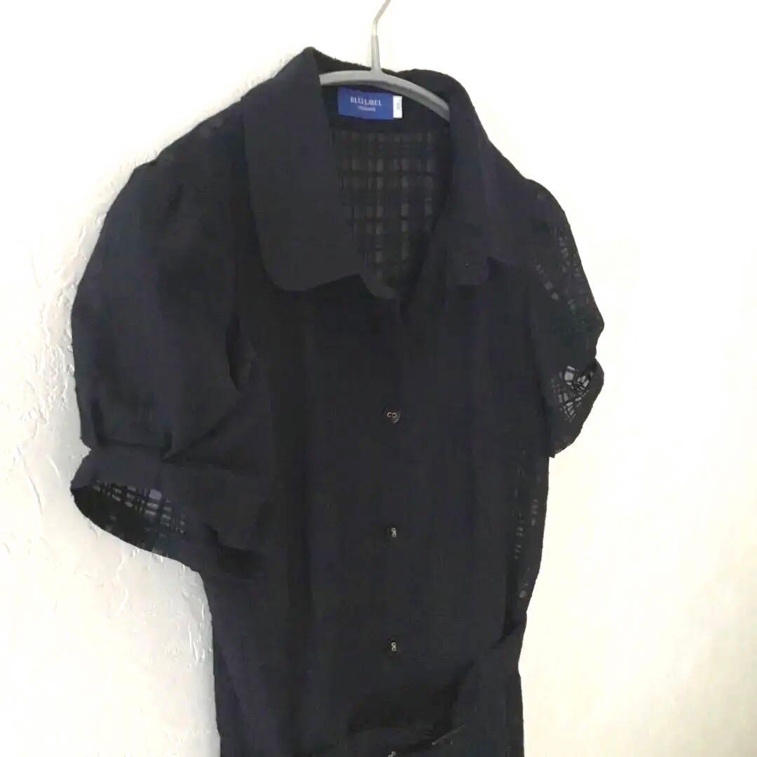 BLUE LABEL ブルーレーベルクレストブリッジ　半袖ワンピース　ネイビー